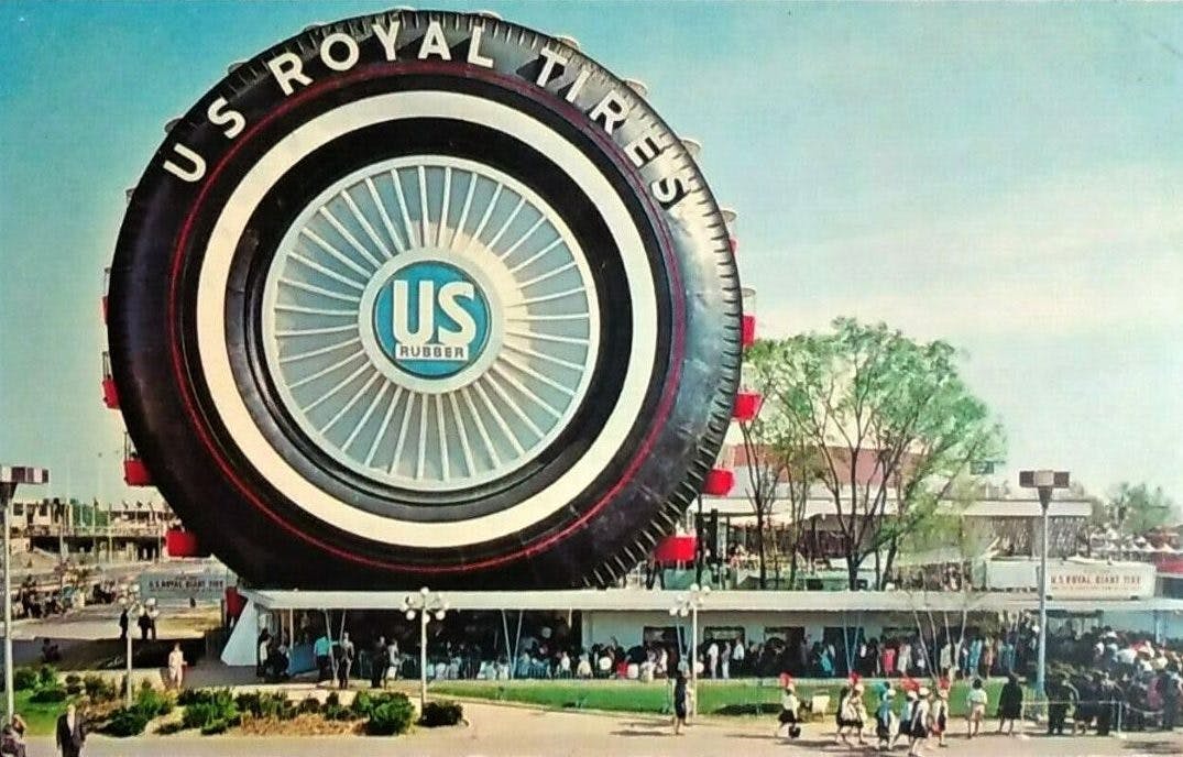 Giant Uniroyal Tire - 1964 Worlds Fair postcard 1