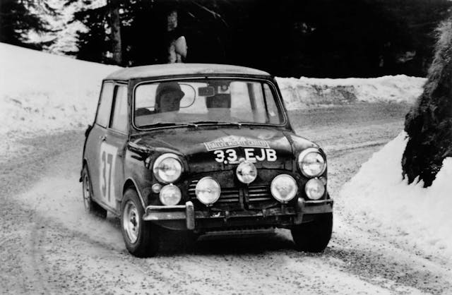 Paddy Hopkirk racing action closeup