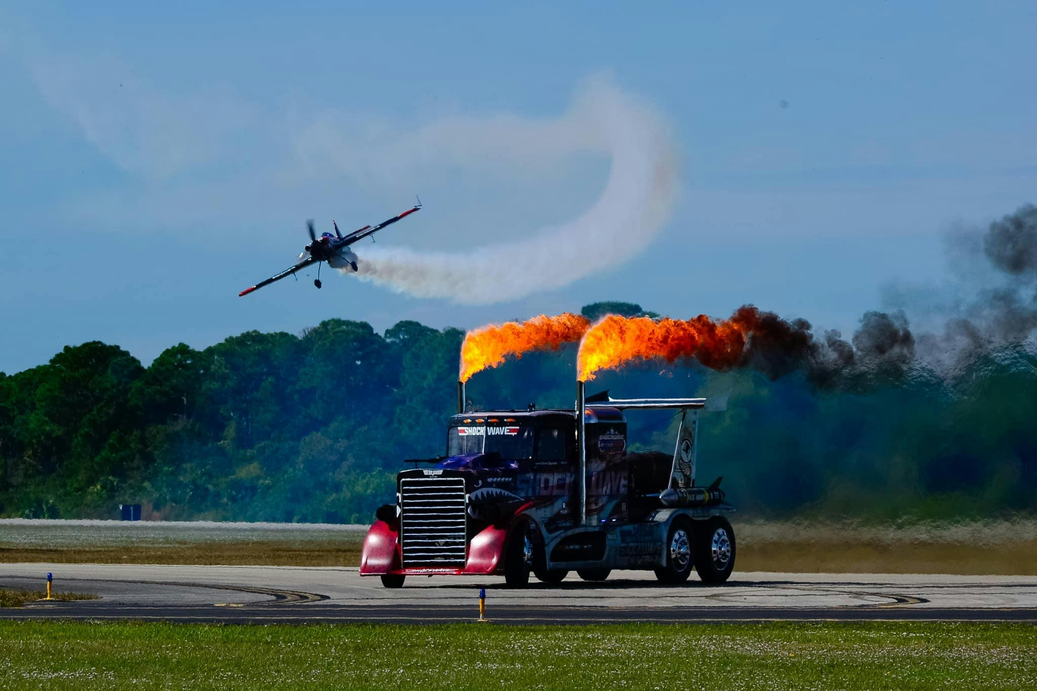 Shockwave Jet Truck fire smoke action air show