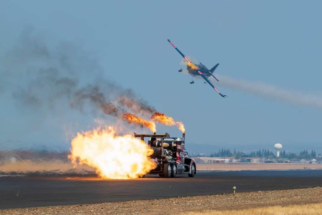 Shockwave Jet Truck fire smoke action air show