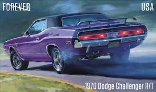 USPS 1970 Dodge Challenger R/T mail stamp