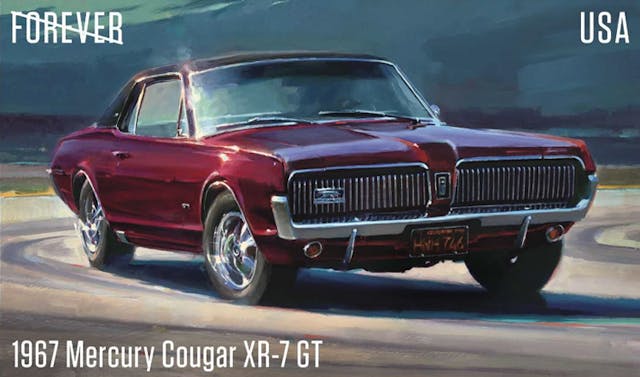 USPS 1967 Mercury Cougar XR-7 GT mail stamp