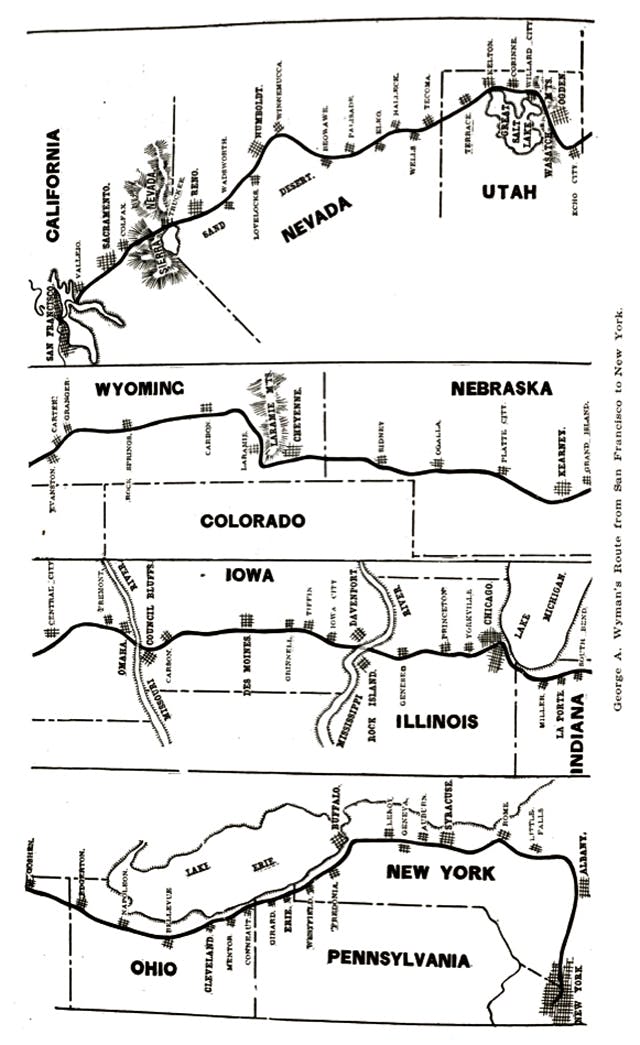 wyman first cross country motorcycle route map