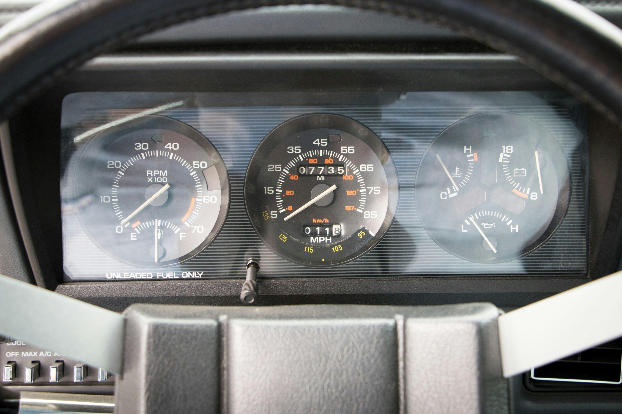 1986 Dodge Shelby Omni GLHS dash gauges