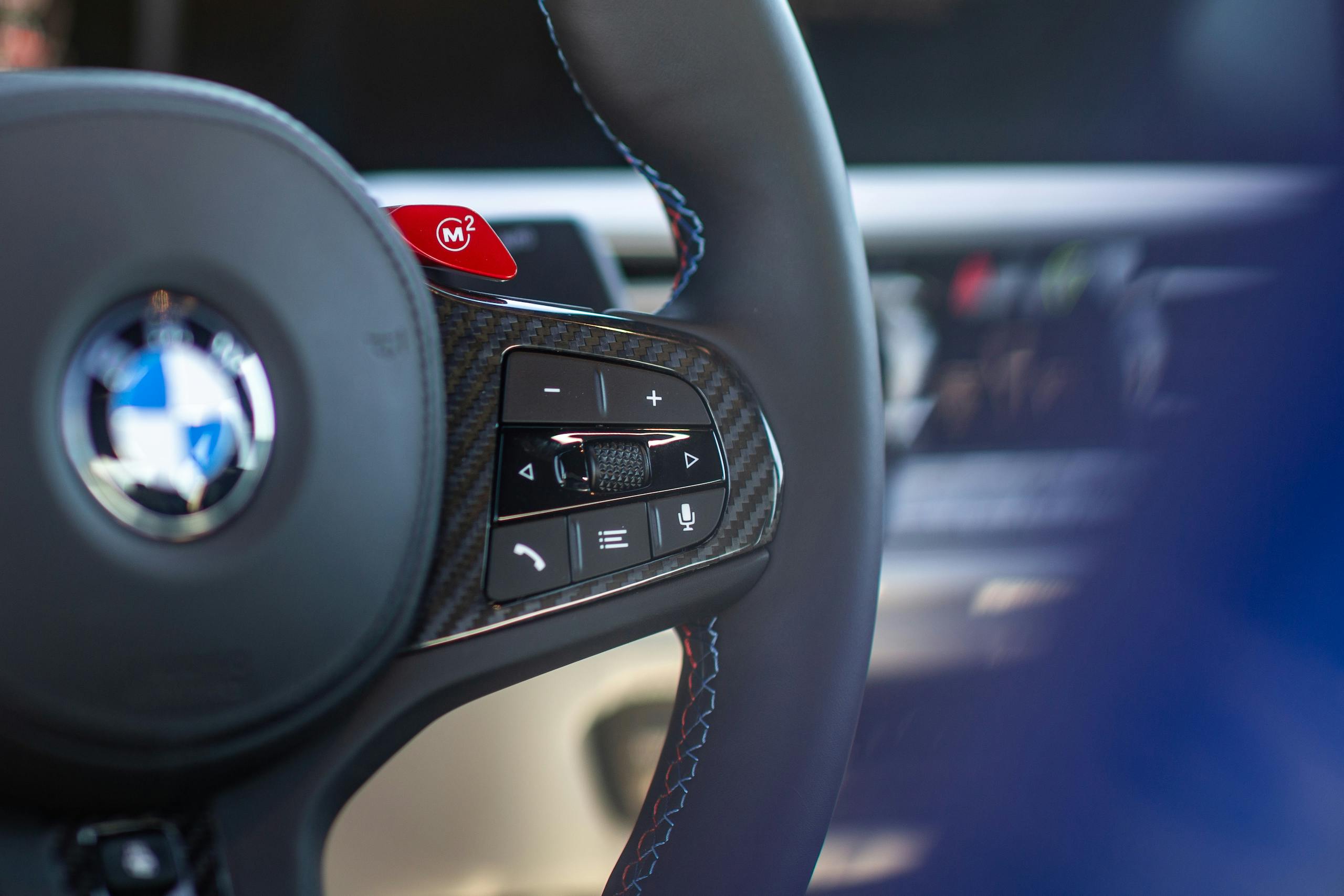 2022 BMW M3 Competition steering wheel controls detail