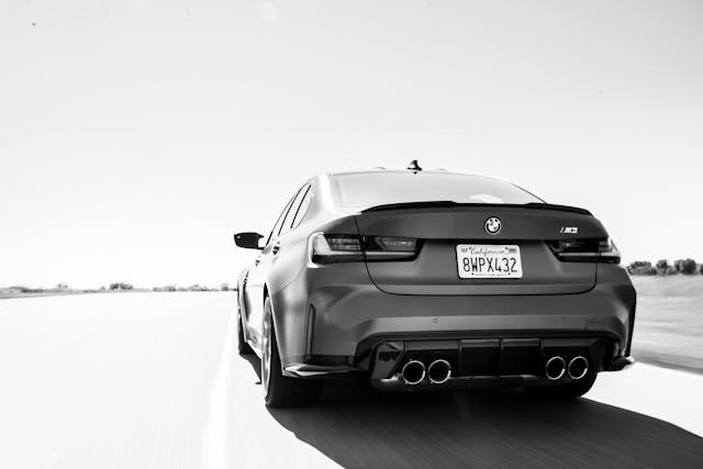 2022 BMW M3 Competition rear black white rear