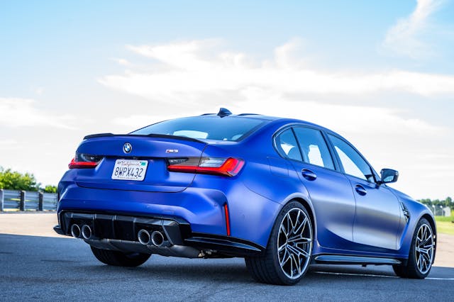 2022 BMW M3 Competition rear three-quarter