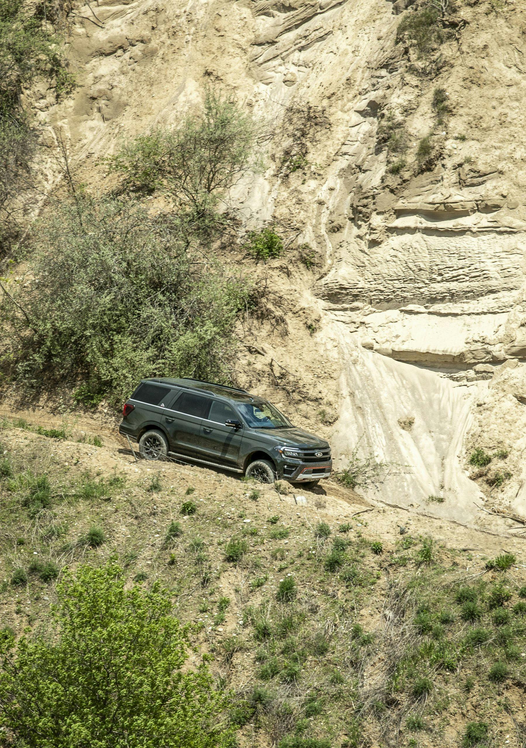 2022 Ford Expedition Timberline front high angle descent action vertical