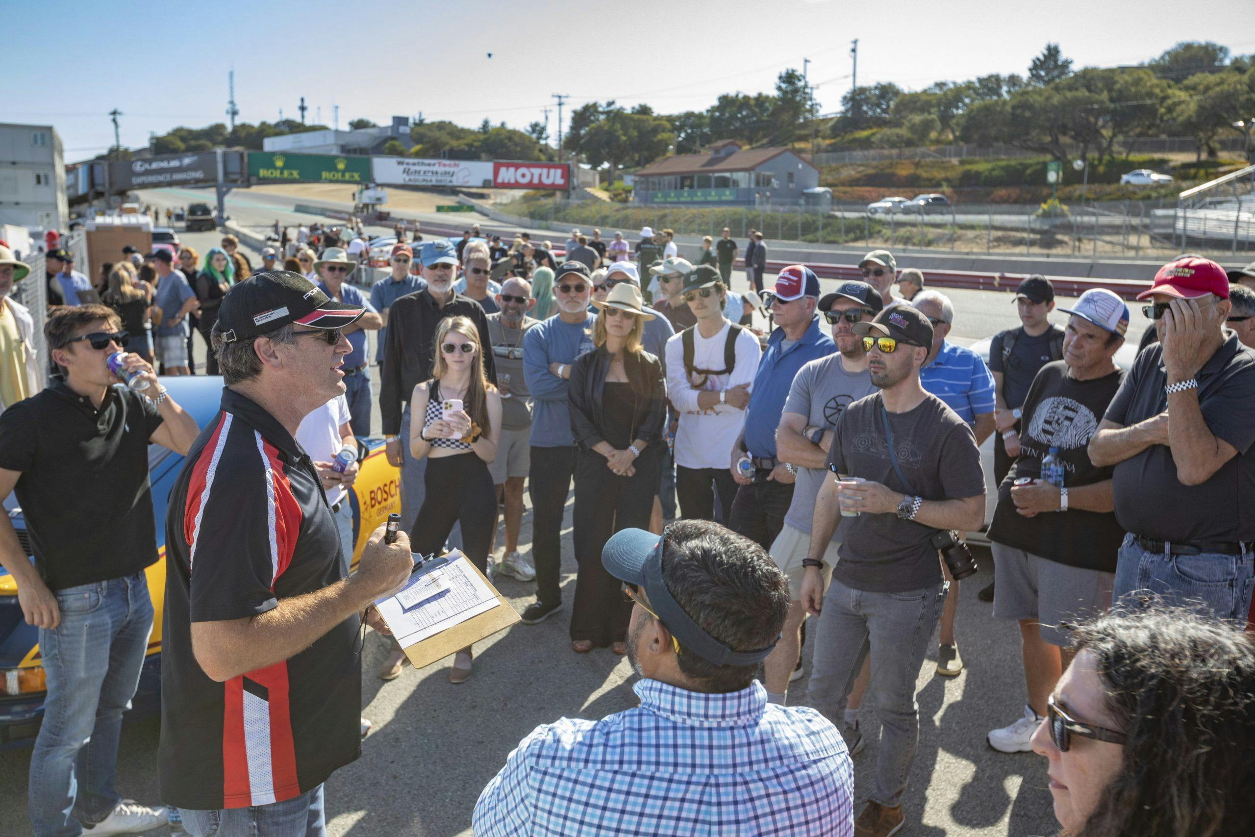 2022 Hagerty Monterey Celebration of Motorsports event addressing crowd