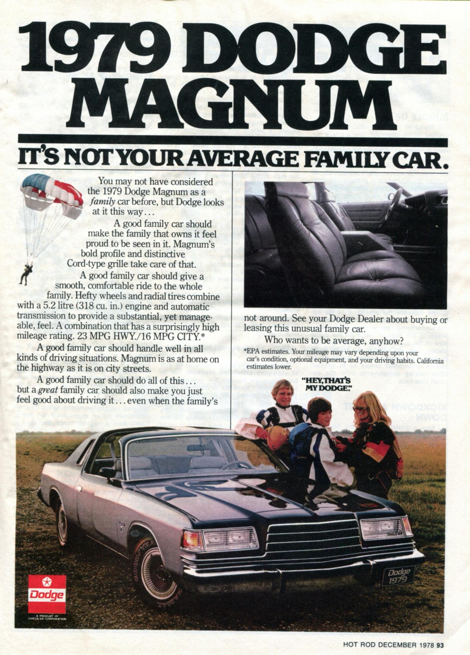 1979 Dodge Magnum family car ad