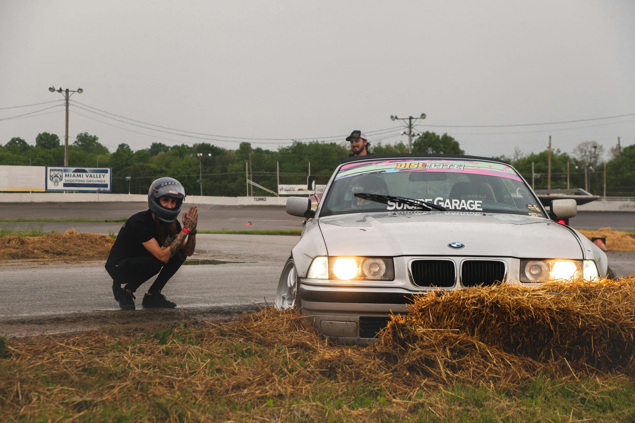Drift Indy silver bmw hay bale humor