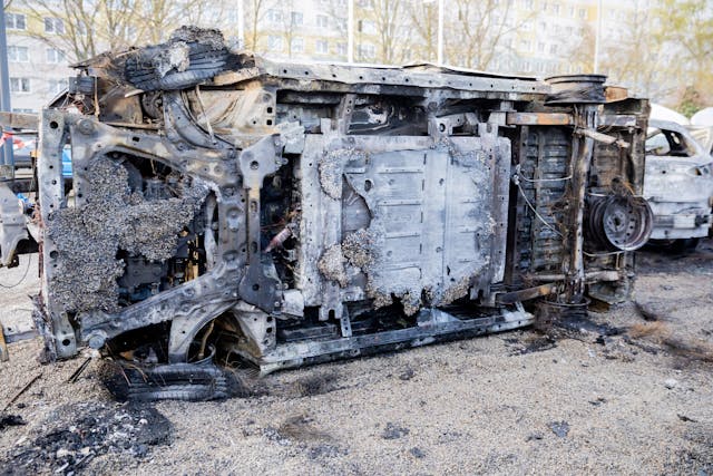 EV dealer Berlin Fire car damage underside