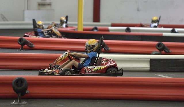 Electric go-karts racing action