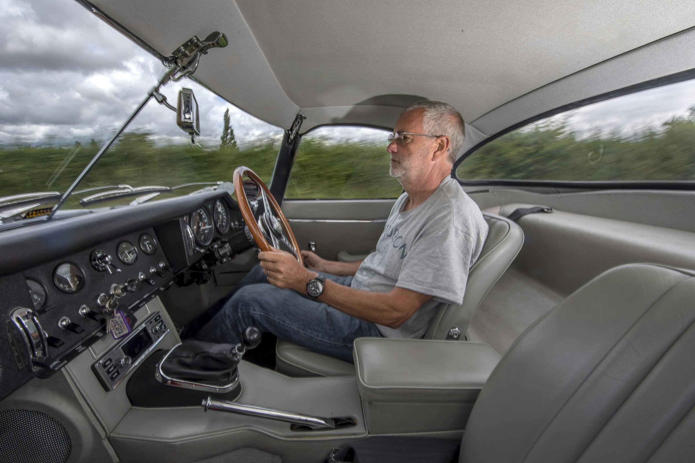 Jaguar E-type BioFuel interior driving