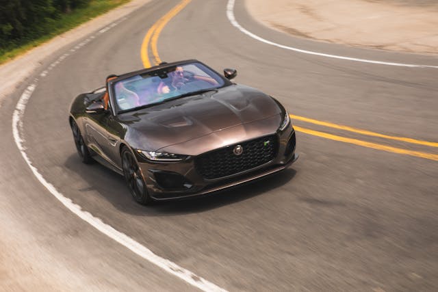 2022 Jaguar F-Type R Convertible high angle driving action