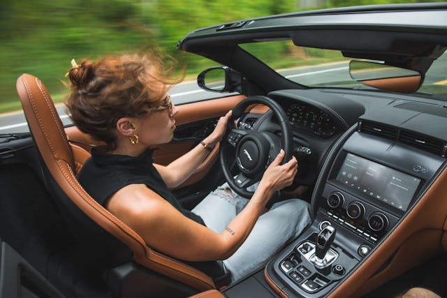2022 Jaguar F-Type R Convertible interior driving action
