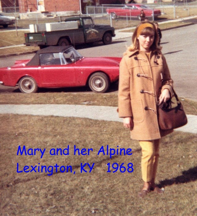 Reader Rides - 1966 Sunbeam Alpine V - Mary and her Alpine in Lexington 1968