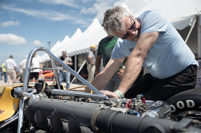 vintage racecar turning