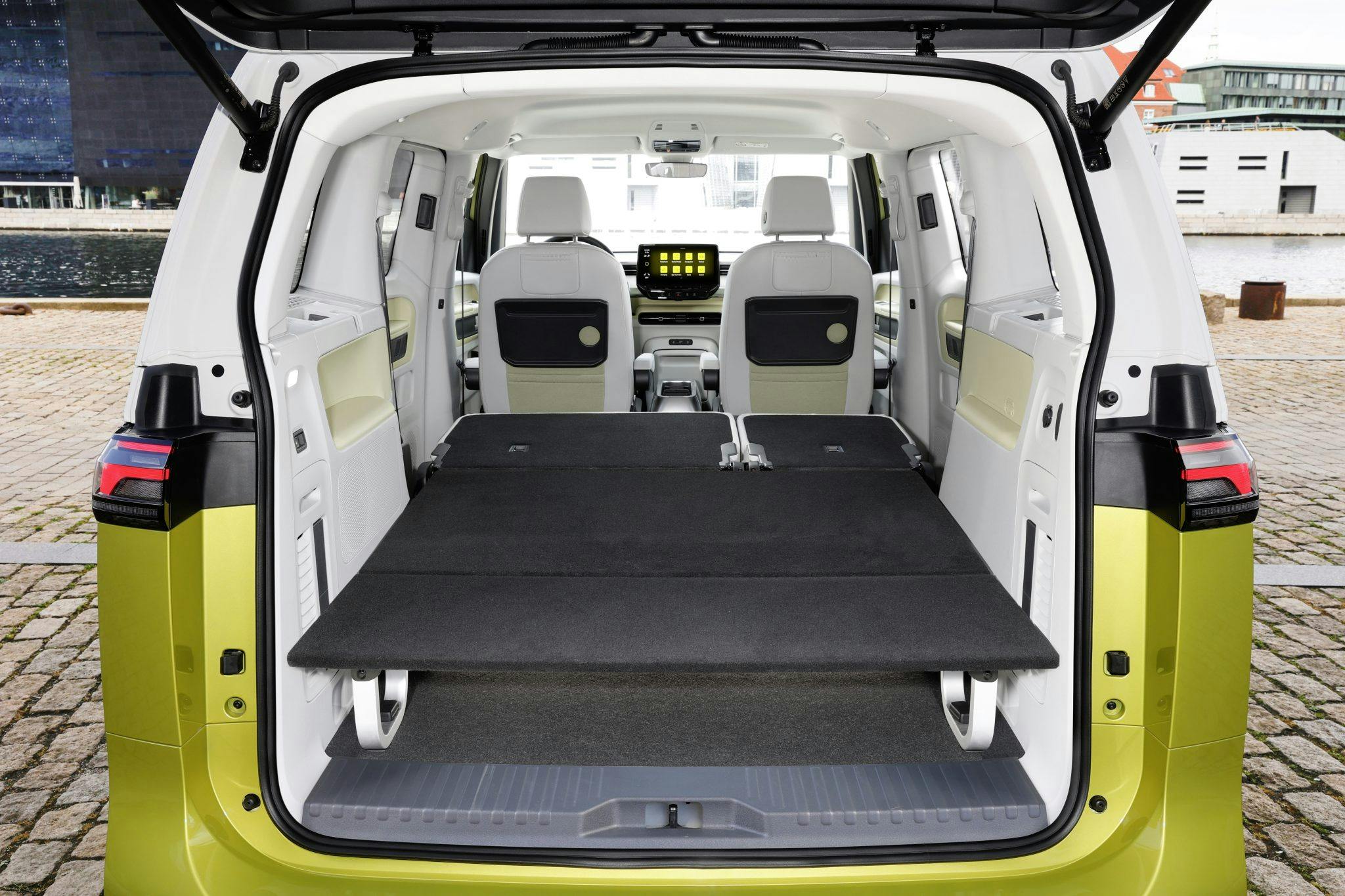 2023 Volkswagen ID Buzz interior seats down flatbed accessory