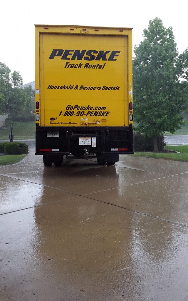 Penske truck raining on moving day