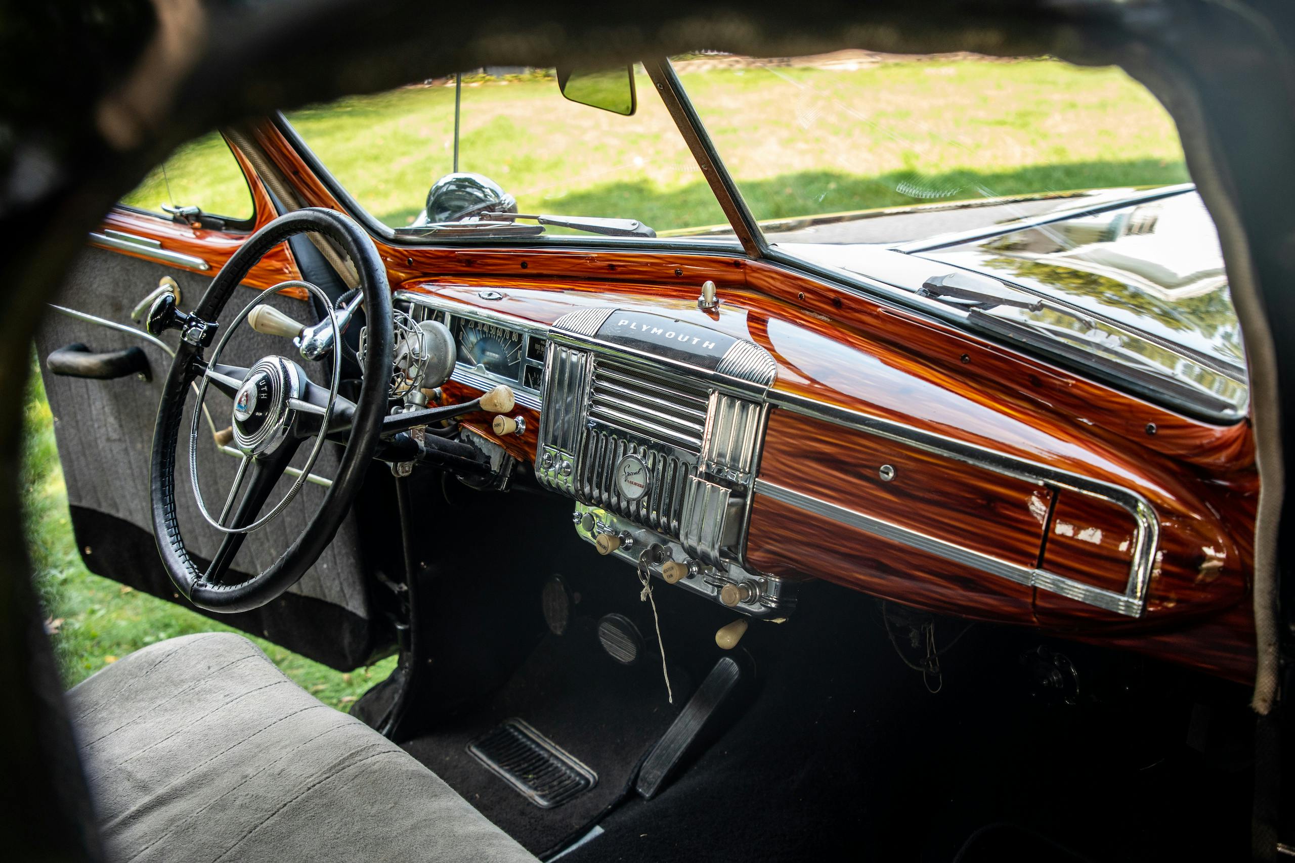 1947 Plymouth interior front angle