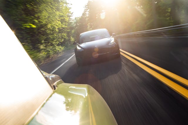 Tesla Model S Plaid front driving action