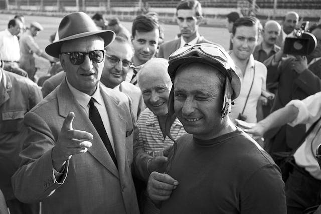Enzo Ferrari and Juan Manuel Fangio