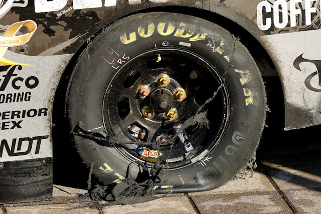 NASCAR goodyear shredded tire
