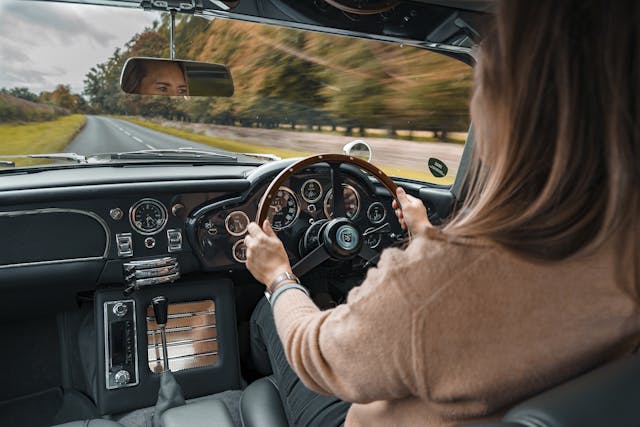 Aston Martin DB5 Goldfinger interior driving action