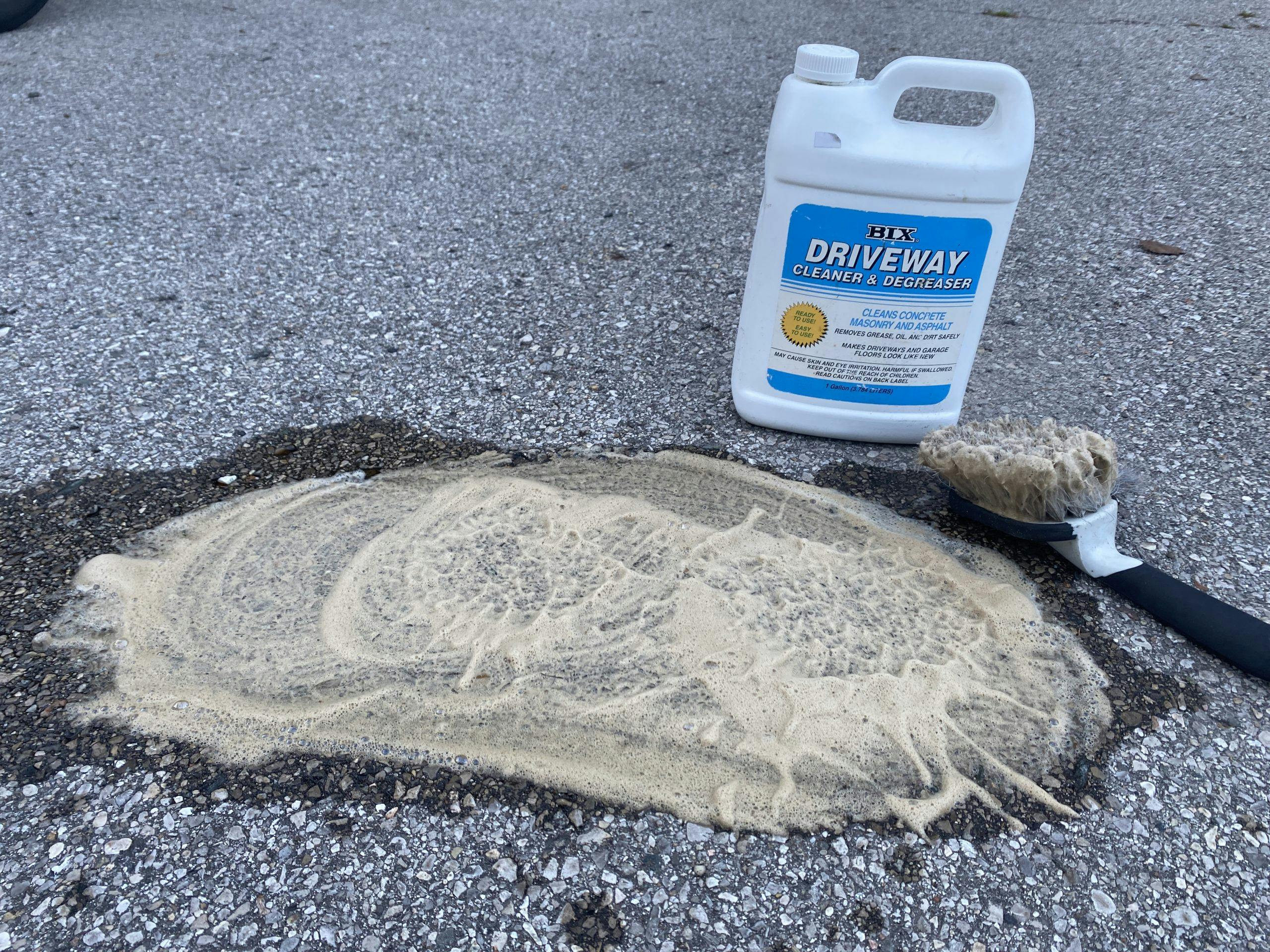 Bix cleaner on driveway stain
