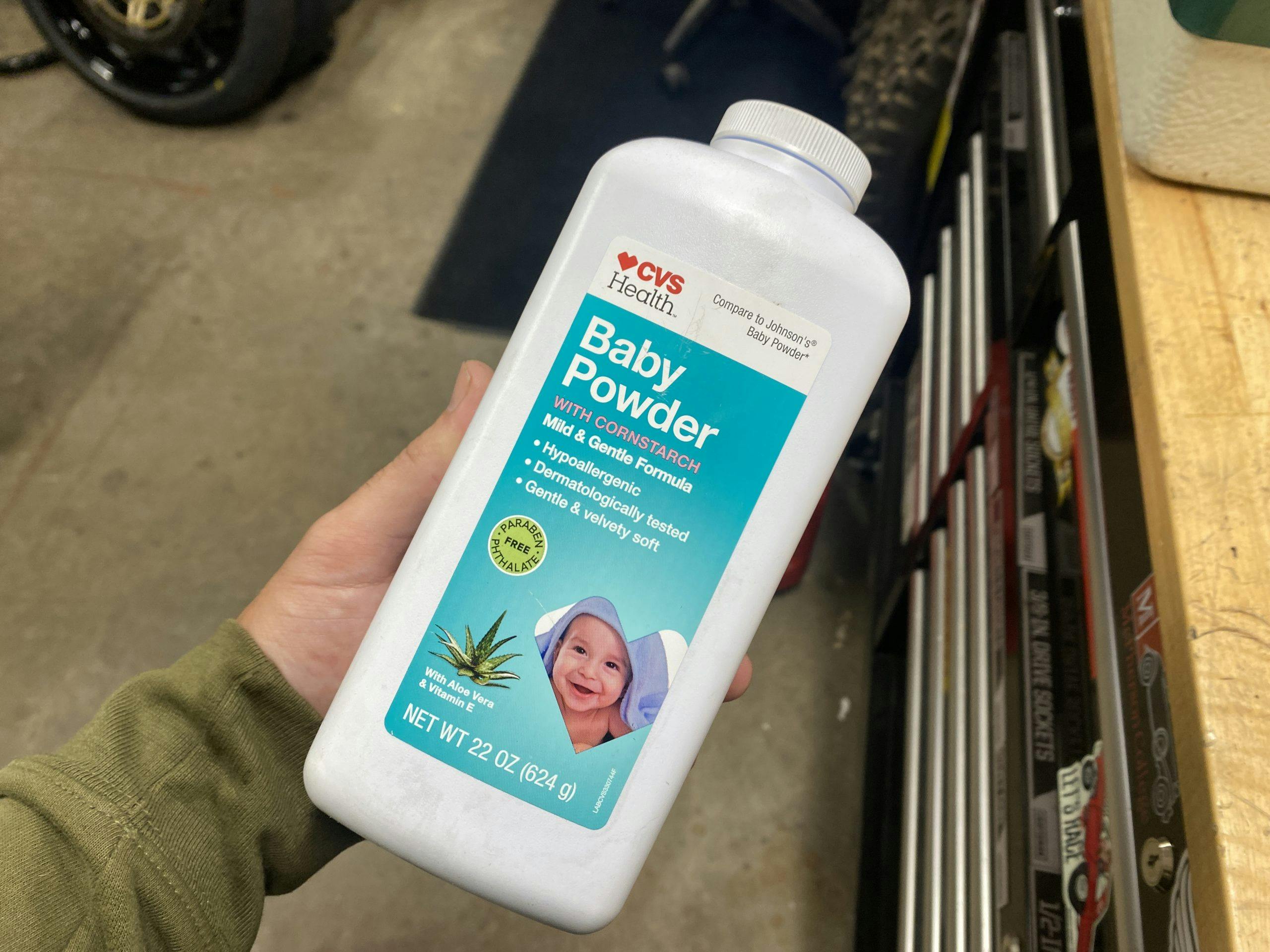 baby powder for finding leaks
