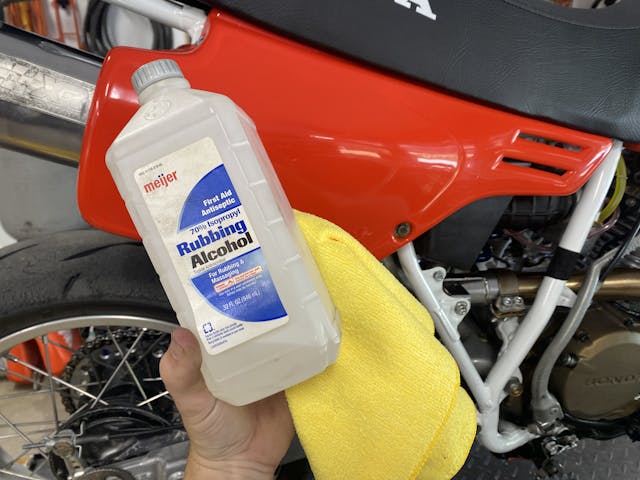 Rubbing alcohol for cleaning decals