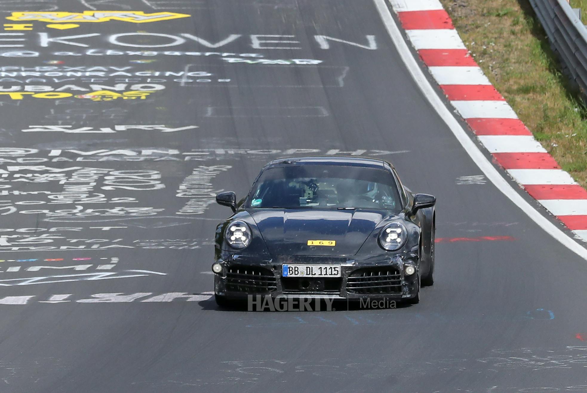 Porsche 992.2 GTS Hybrid nurburgring spy shot front