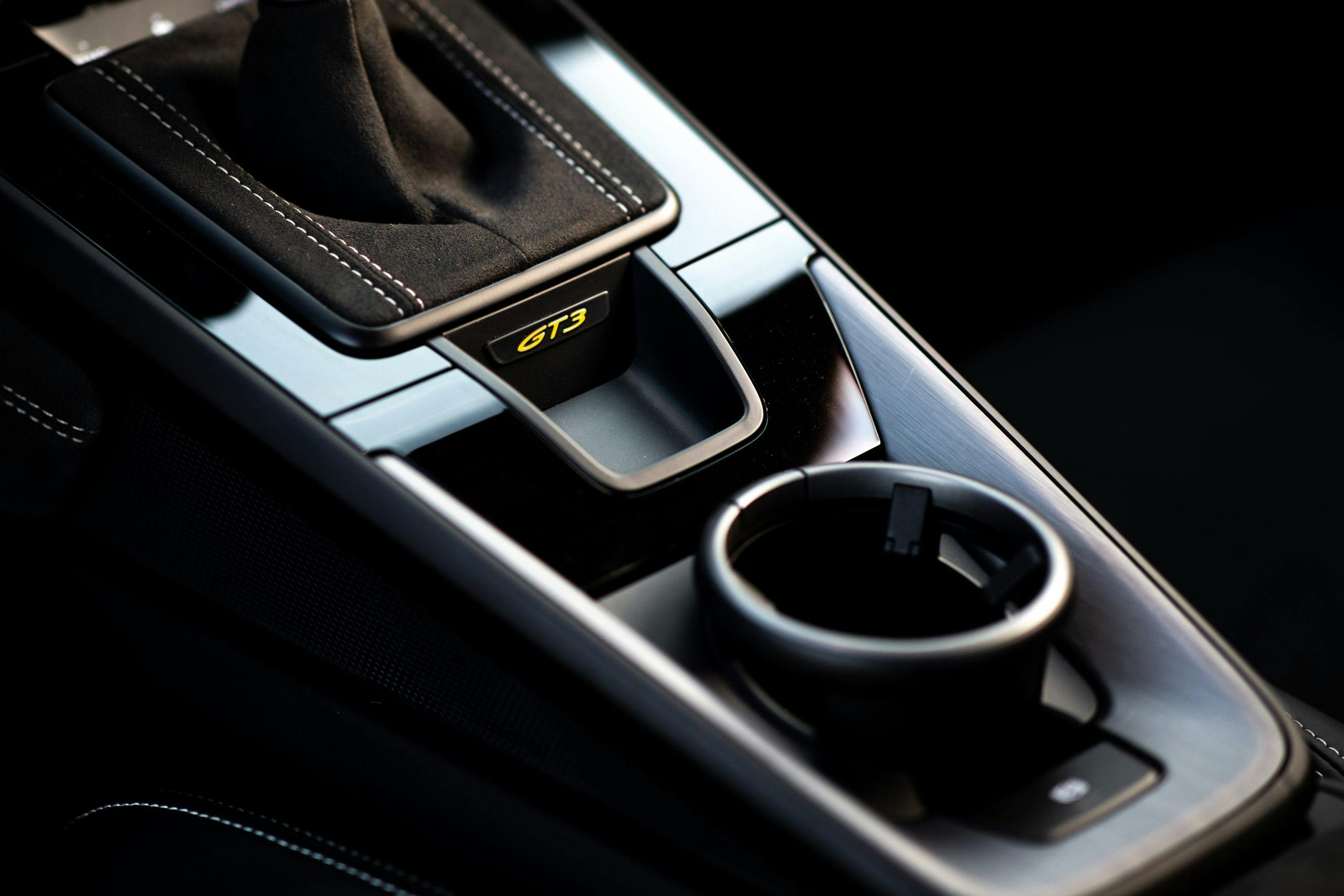 Porsche GT3 interior center console detail