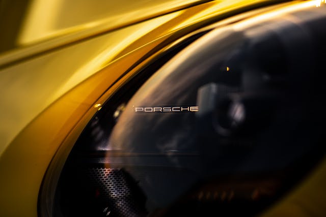 Porsche GT3 headlight lettering detail