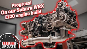 Heads, oil pump and exhaust manifold make their way onto our Subaru WRX EJ20 engine rebuild | Redline Updates