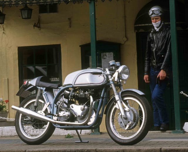 1965 Dresda Triton and rider