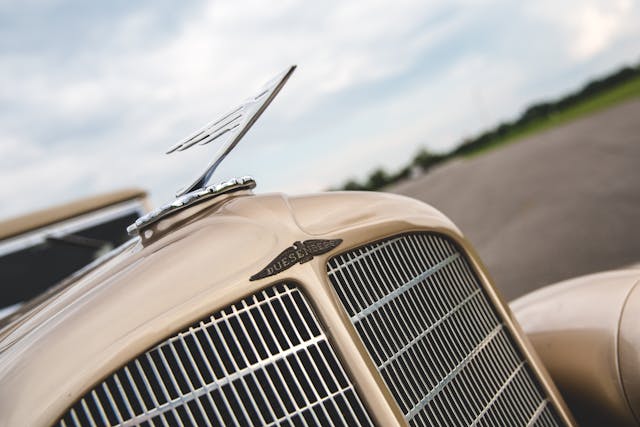 Duesenberg hood ornament detail