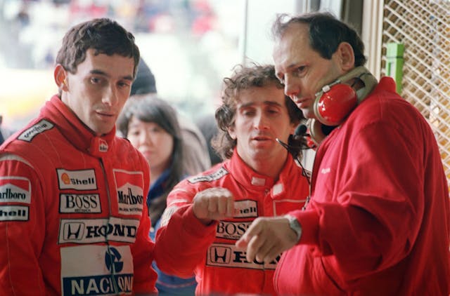 Honda teammates Ayrton Senna and Alain Prost 1998 Japan
