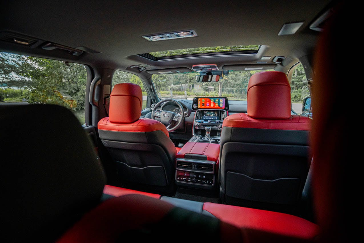 2022 Lexus LX 600 F Sport interior rows one and two
