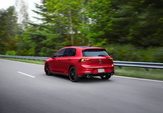 2023 Volkswagen Golf GTI 40th Anniversary Edition exterior rear three quarter driving