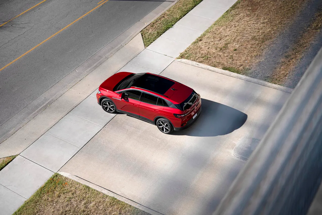 2023 Volkswagen ID.4 exterior red high rear three quarter