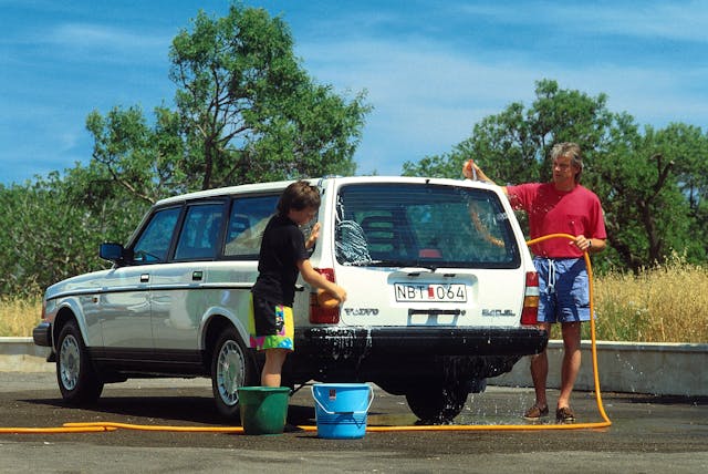 Volvo 240 rear three-quarter car wash