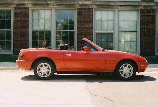 Red Mazda Miata side profile