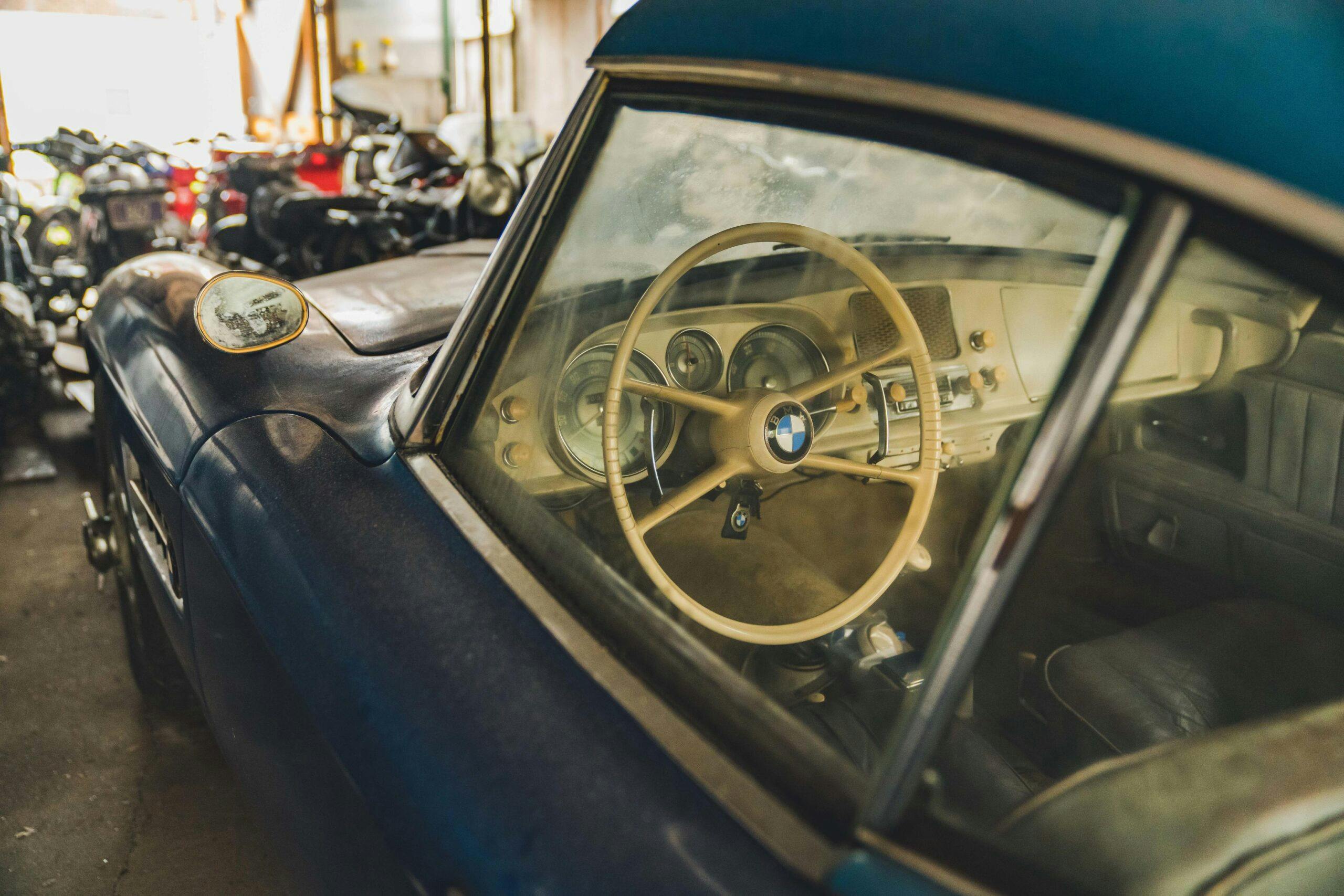BMW 507 steering wheel through glass
