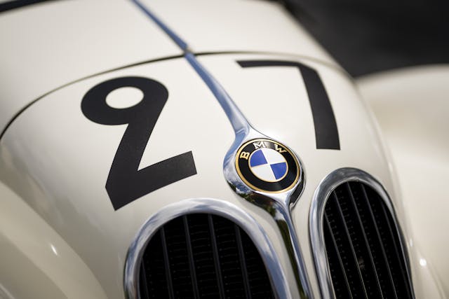 BMW 328 race car hood closeup