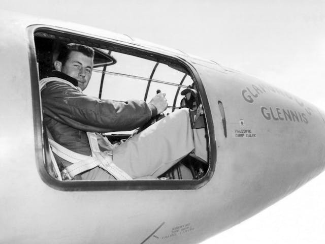 Chuck Yeager inside Bell X-1 cockpit