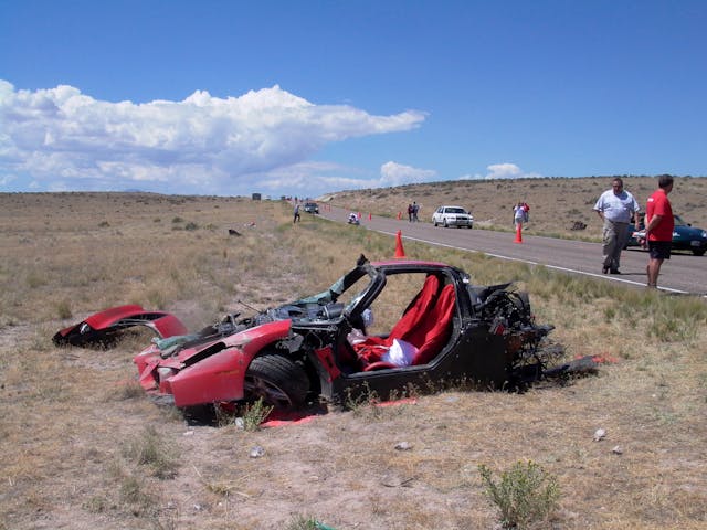 Ferrari Enzo crash wreckage Utah highway