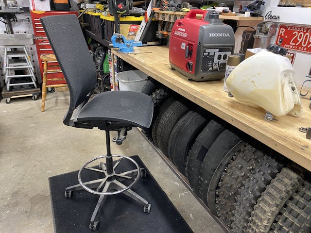 desk chair in garage