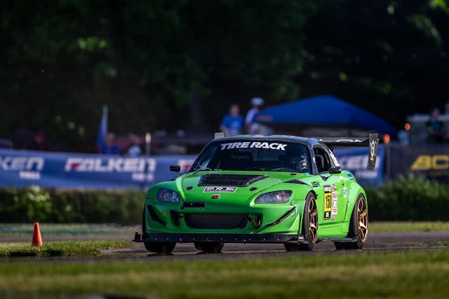 mazda club race car front three-quarter head on action